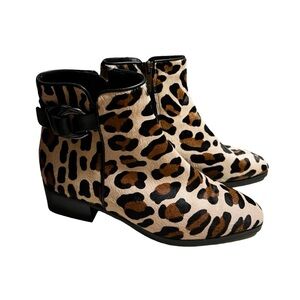 NEW AQUATALIA Faria Weatherproof Leopard Calf Hair Ankle Booties Sz 8